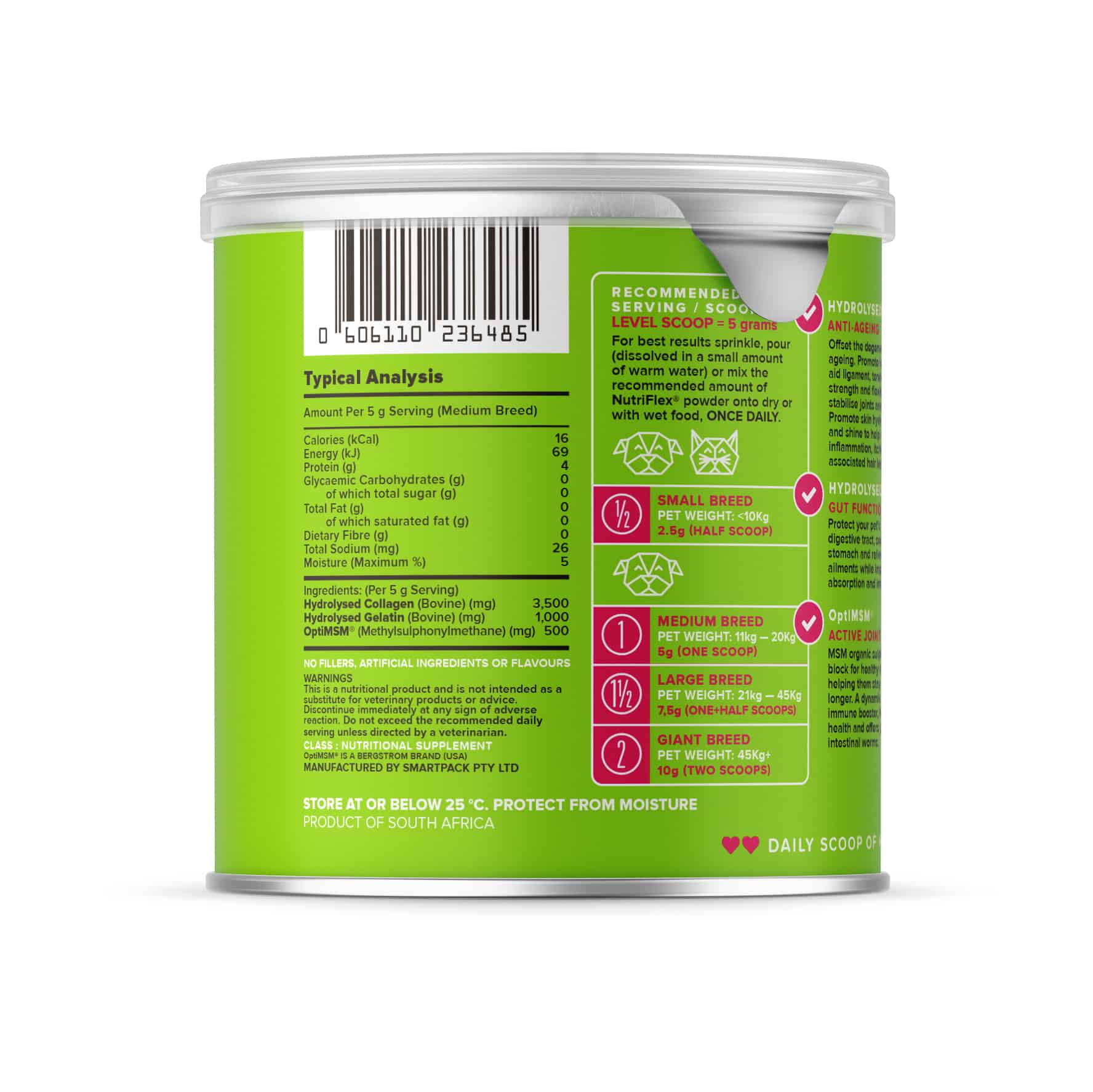 nutriflex-everyday-maintenance-collagen-for-dogs-and-cats-nutritional-data